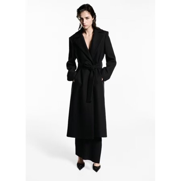 NEW MANGO Manteco wool coat detachable fur collar BLACK SIZE XXS /100%AUTHENTIC - Picture 7 of 13